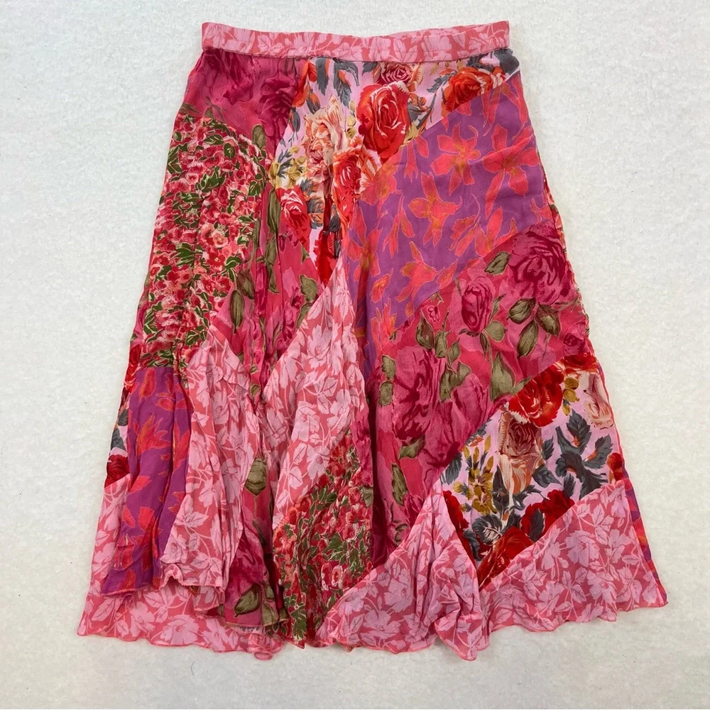 Coldwater Creek Patchwork Fairy Flowy Floral Skirt Size XS